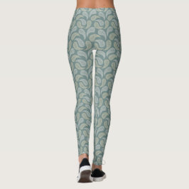 Leggings Leyendas del patrón de paisley verde azulada crema
