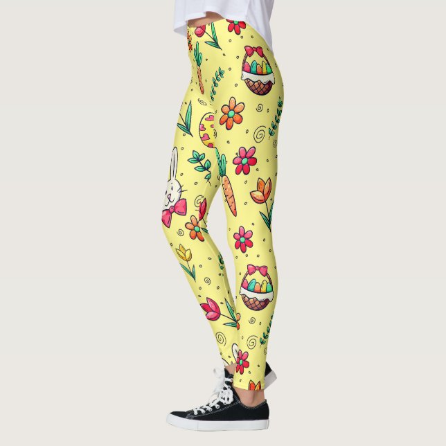 Leggings Leyendas del patrón de Pascua amarillo claro (Izquierda)