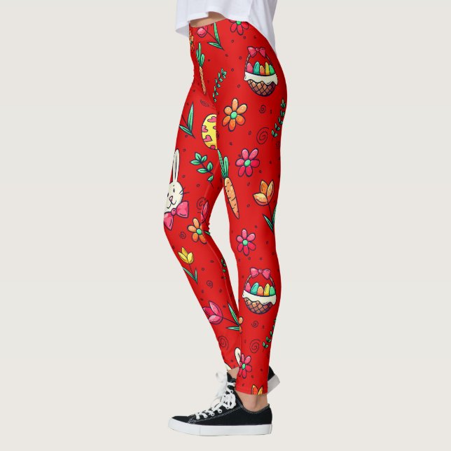 Leggings Leyendas del patrón de Pascua Roja (Izquierda)