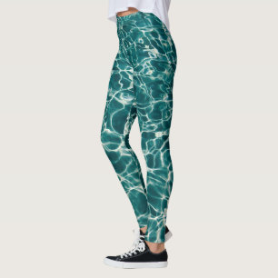Leggings Leyendas del patrón de piscina verde verde azulado