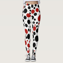 Leggings Leyendas del patrón de puntos de polka rojo y negr