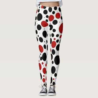 Leggings Leyendas del patrón de puntos de polka rojo y negr