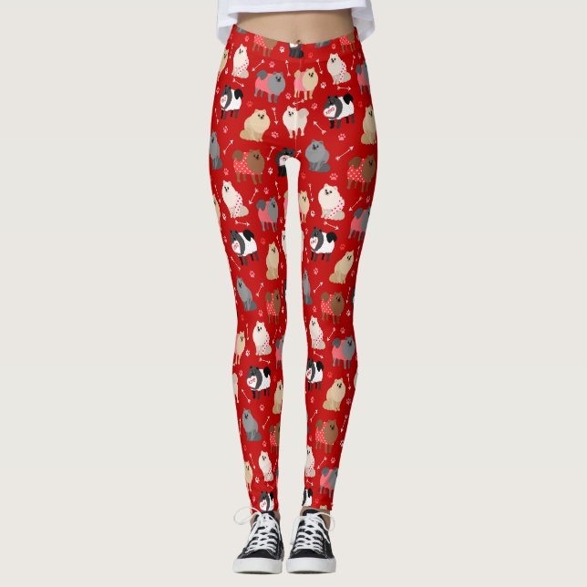 Leggings Leyendas del patrón de San Valentín de Pomerania (Anverso)