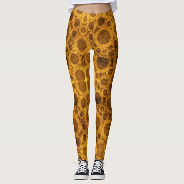 Leggings Leyendas del patrón de Steampunk Brown dorado (Anverso)