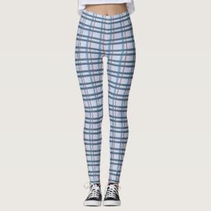 Leggings Leyendas del patrón de trenzado azul y rojo