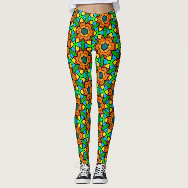 Leggings Leyendas del patrón de vidrio manchado (Anverso)