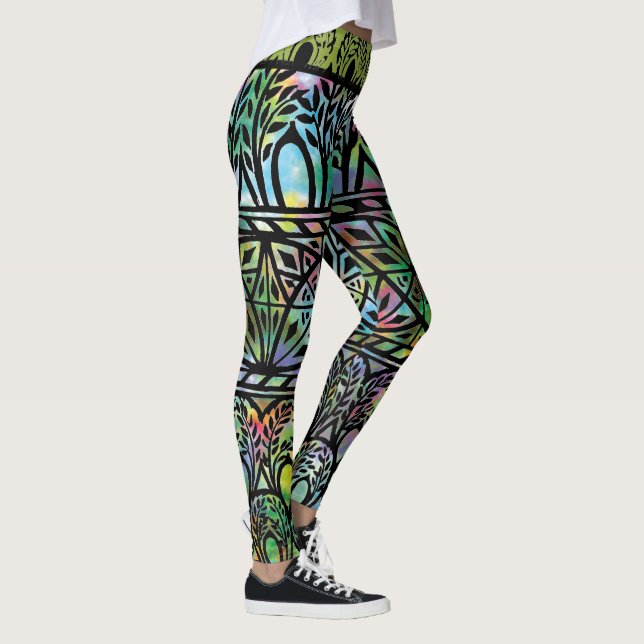 Leggings Leyendas del patrón de vidrio manchado de Boho vin (Derecha)