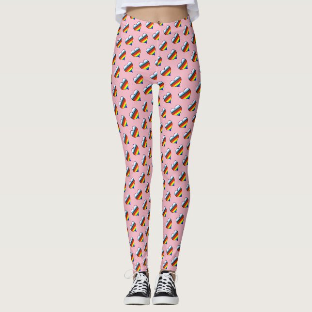 Leggings Leyendas del patrón del corazón del arco iris (Anverso)