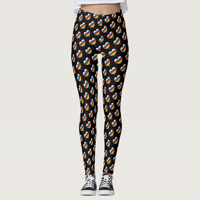 Leggings Leyendas del patrón del corazón del arco iris (Anverso)