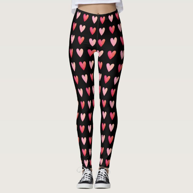 Leggings Leyendas del patrón del corazón rosado día de San  (Anverso)