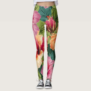 Leggings Leyendas del patrón floral de Hibiscus