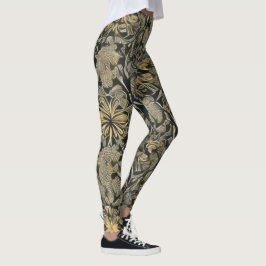 Leggings Leyendas del patrón floral dorado