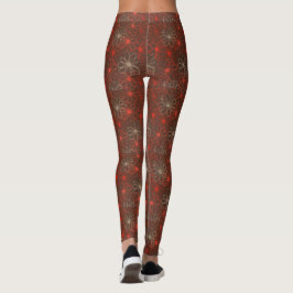 Leggings Leyendas del patrón floral rojo