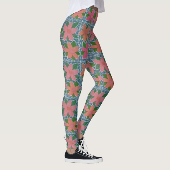 Leggings Leyendas del patrón floral tropical (Derecha)