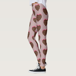 Leggings Leyendas del patrón negro rosado del corazón de Ch