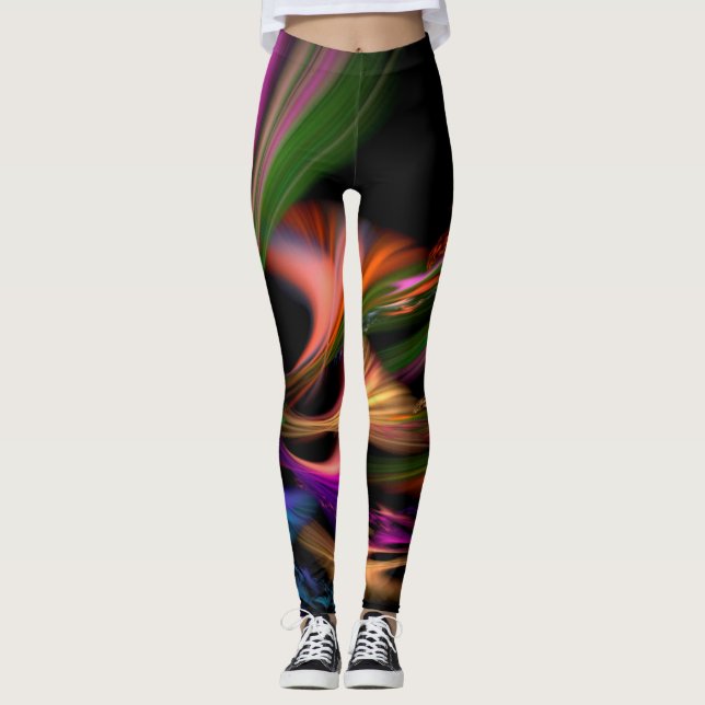Leggings Leyendas del patrón Neon Swirls (Anverso)