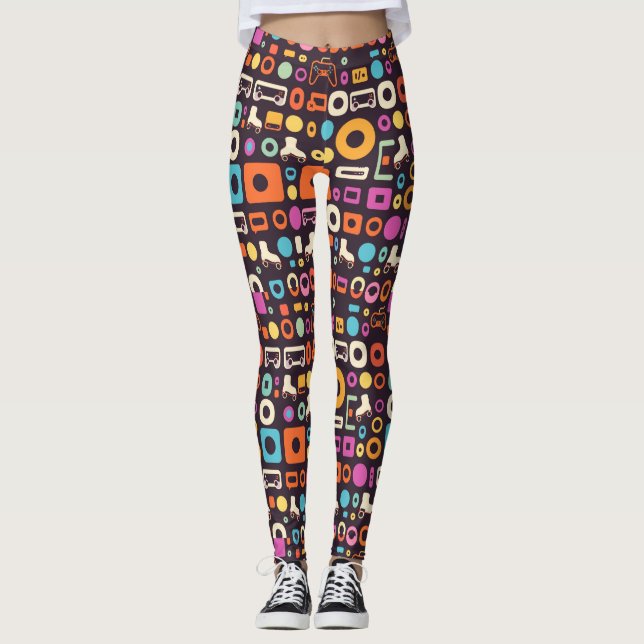 Leggings Leyendas del patrón retro de los 90 divertidos (Anverso)
