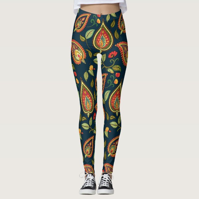 Leggings Leyendas del patrón Retro Paisley (Anverso)
