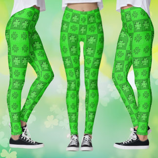 Leggings Leyendas del patrón Shamrock de tres hojas verdes