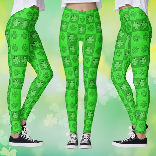 Leggings Leyendas del patrón Shamrock de tres hojas verdes (Green Three Leaf Clover Shamrock Pattern Leggings)