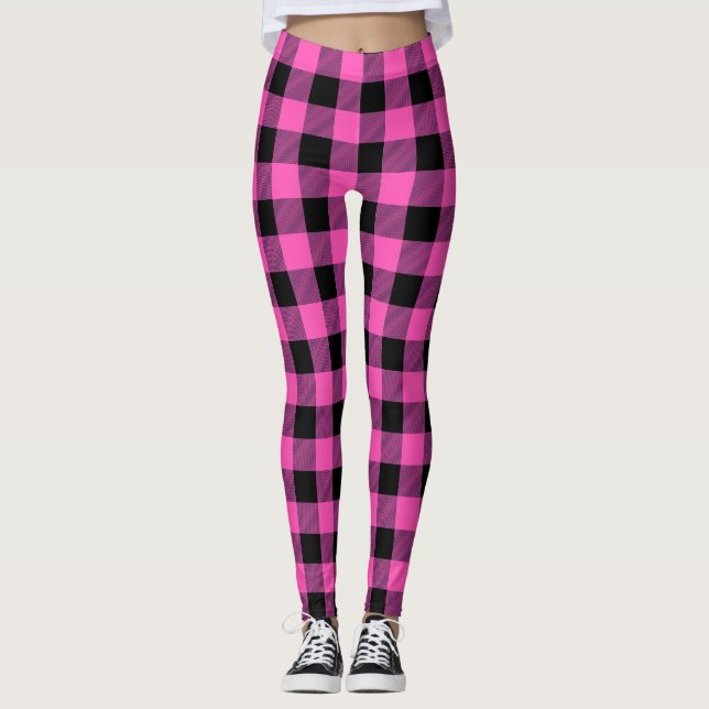 Leggings Leyendas del patrón Tartán rosado negro verano (Anverso)