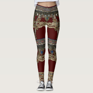 Leggings Leyendas del Patrón Tribal Kuchi Rojo