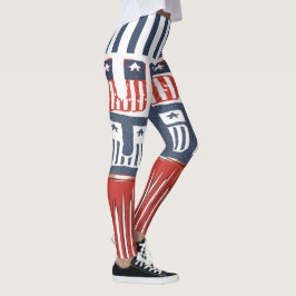 Leggings Leyendas del patrón "USA" estilo bandera para el 4