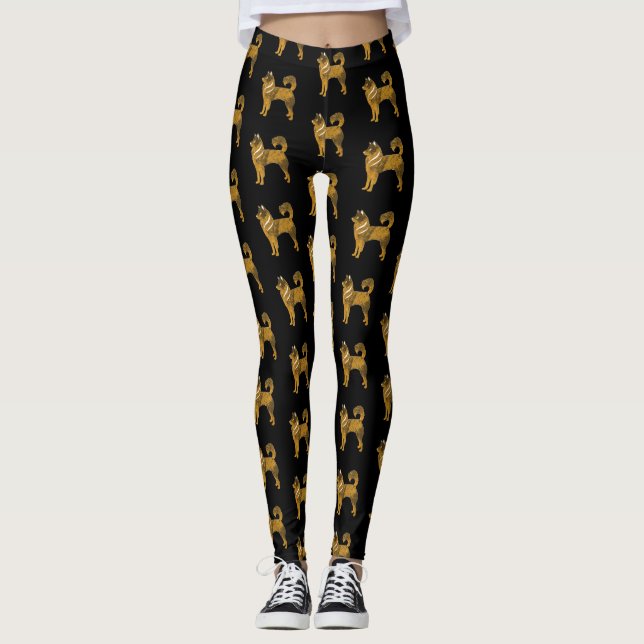 Leggings Leyendas del Personalizado del perro dorado Husky (Anverso)