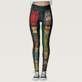Leggings Leyendas del tótem animal - Fondo verde