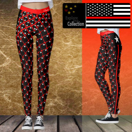 Leggings Leyendas delgadas de la línea roja, moda de bander