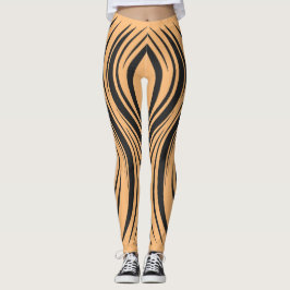 Leggings Leyendas dinámicas en negro y Naranja a rayas