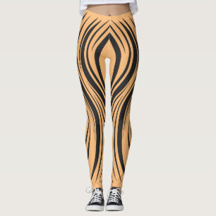 Leggings Leyendas dinámicas en negro y Naranja a rayas