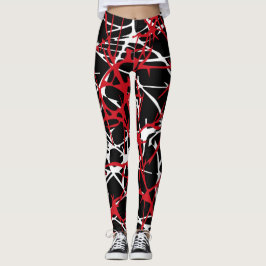 Leggings Leyendas, diseño abstracto, negro, blanco, rojo