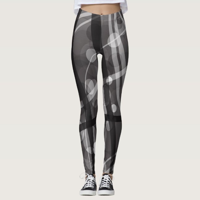Leggings Leyendas, diseño abstracto, negro, gris (Anverso)