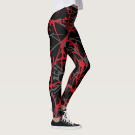 Leggings Leyendas, diseño abstracto negro, gris, rojo