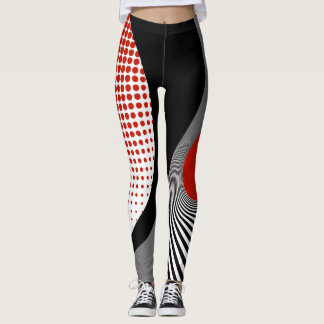 Leggings Leyendas, diseño abstracto, negro, gris, rojo, bla