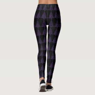 Leggings Leyendas divertidas Black Purple Christmas Tree