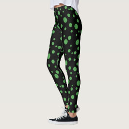 Leggings Leyendas dotadas de polka verde negro y limón