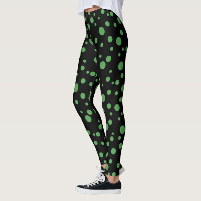 Leggings Leyendas dotadas de polka verde negro y limón (Izquierda)