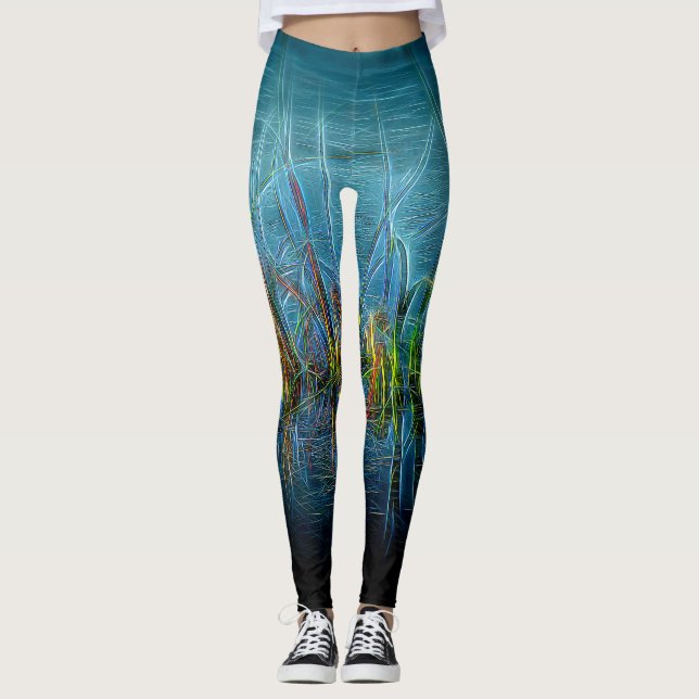 Leggings Leyendas eléctricas de hierba en verde Verde azula (Anverso)