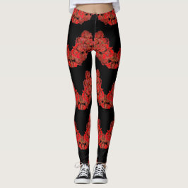 Leggings Leyendas en Rosas rojos y únicos de BLack