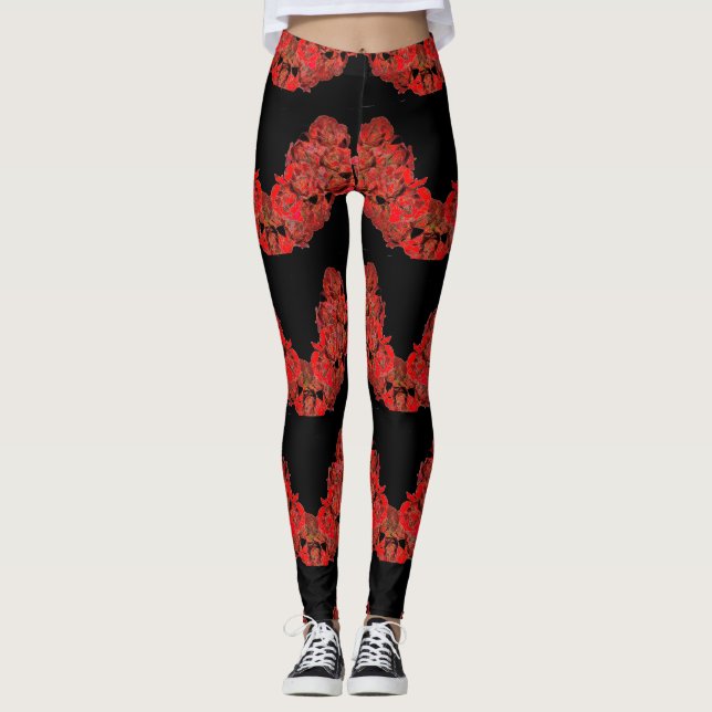 Leggings Leyendas en Rosas rojos y únicos de BLack (Anverso)