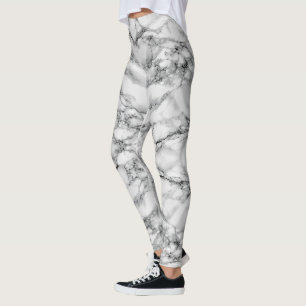 Leggings Leyendas falsas de diseño de mármol blanco