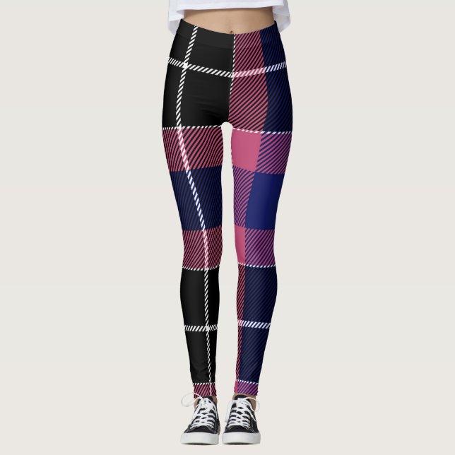 Leggings Leyendas femeninas de Flannel en negro rosa azul (Anverso)