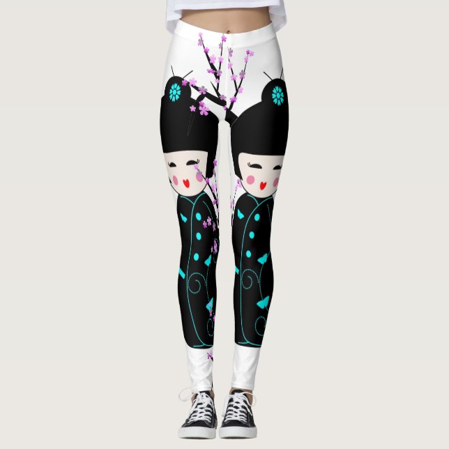 Leggings Leyendas femeninas de muñecas asiáticas (Anverso)