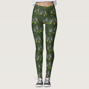 Leggings Leyendas Fiestas de loro gris africano (verde oscu