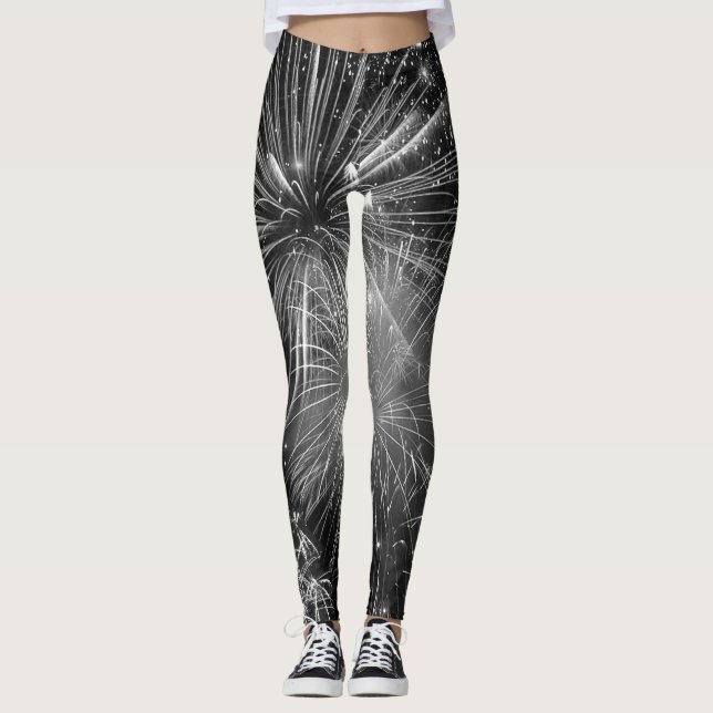 Leggings Leyendas finales en blanco y negro de fuegos artif (Anverso)