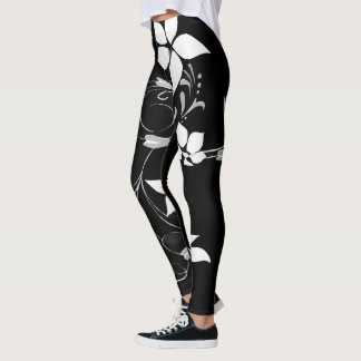 Leggings Leyendas florales blancas para mujeres