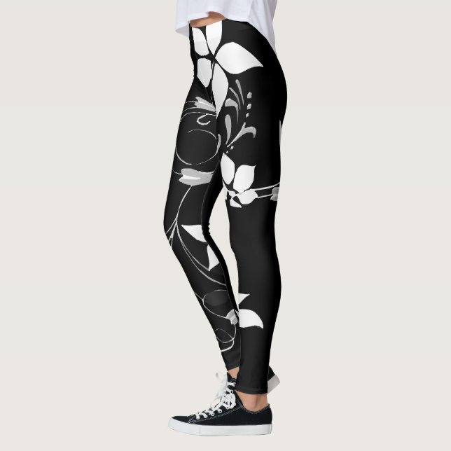 Leggings Leyendas florales blancas para mujeres (Izquierda)