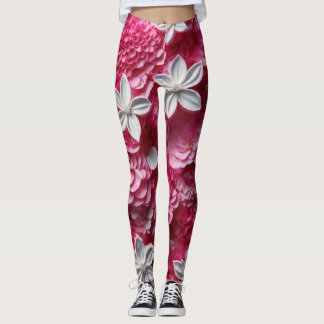 Leggings Leyendas florales blancas y rosadas calientes: Ele